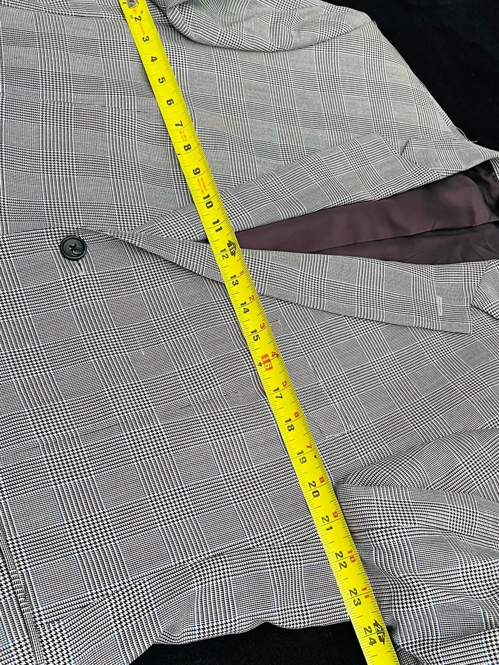 Silk & Wool Jos. A. Bank Black & White Glen Plaid Blazer with Blue Windowpane